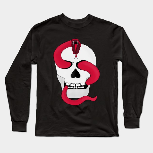 Red Serpent and the Skull Long Sleeve T-Shirt by DiegoCarvalho